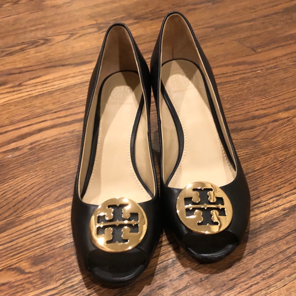 Tory Burch peep toe wedges- worn once
